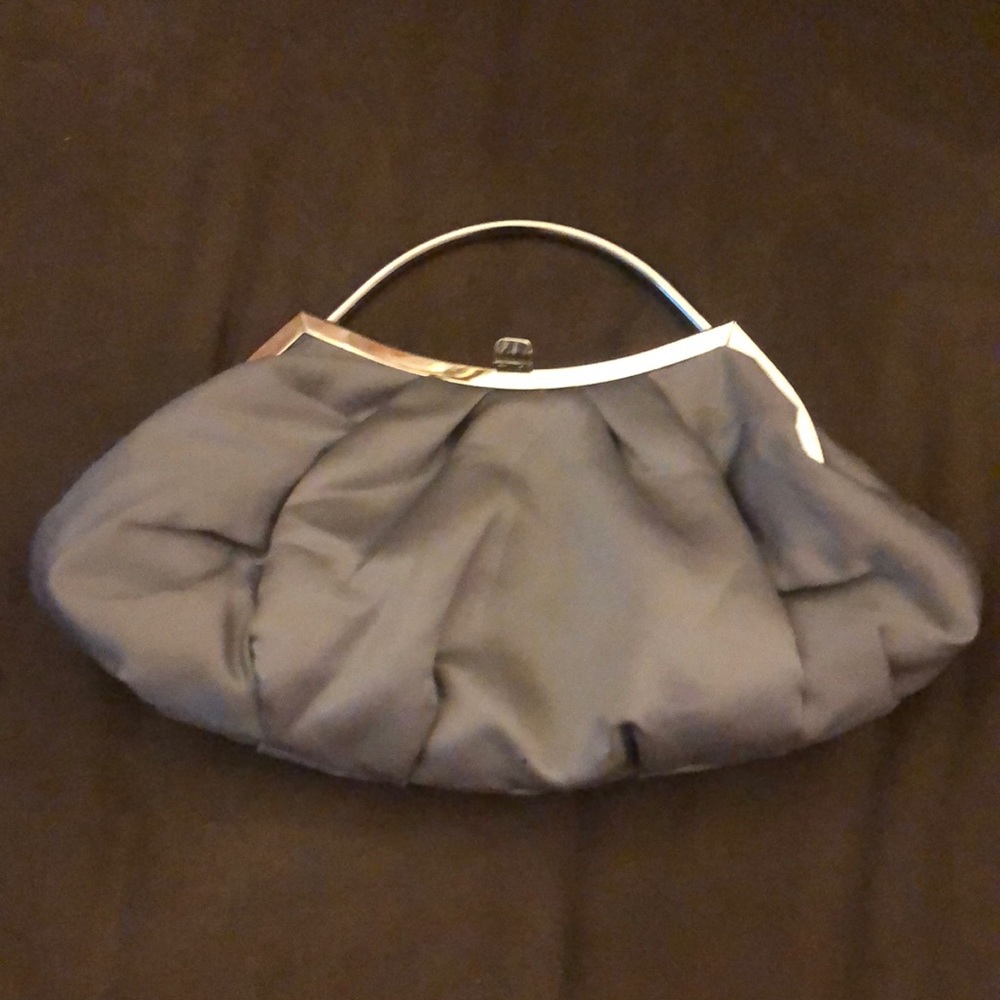 Silver, satin after formal after five handbag.